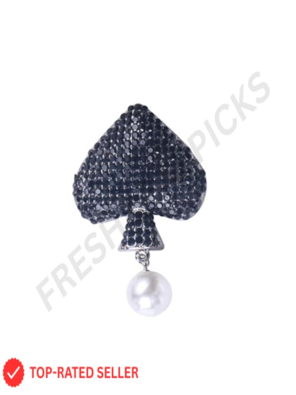 Rhinestone Cubic Zirconia Pearl Brooch Dangling Playing Card Pin